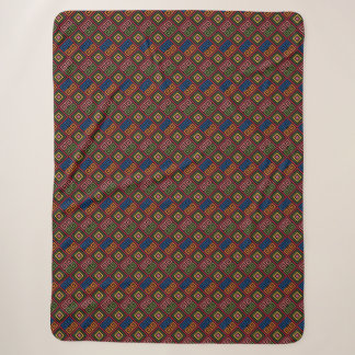 Couverture Sherpa Motif ethnique en grille de diamants abstrait colo