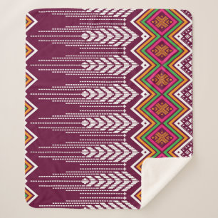 Couverture Sherpa Motif ethnique géométrique traditionnel