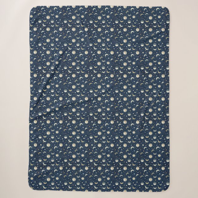 Couverture Sherpa Motif Étoiles et Lune (Devant)