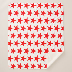 Couverture Sherpa Motif Étoiles Rouges