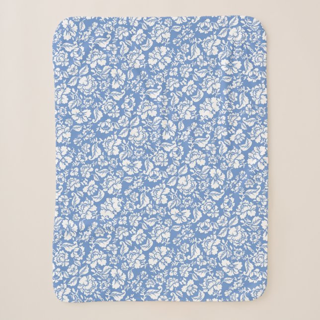 Couverture Sherpa motif feuille 14b. bleu BG (Devant)