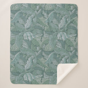 Couverture Sherpa Motif feuille d'acanthe bleu sarcelle de William M