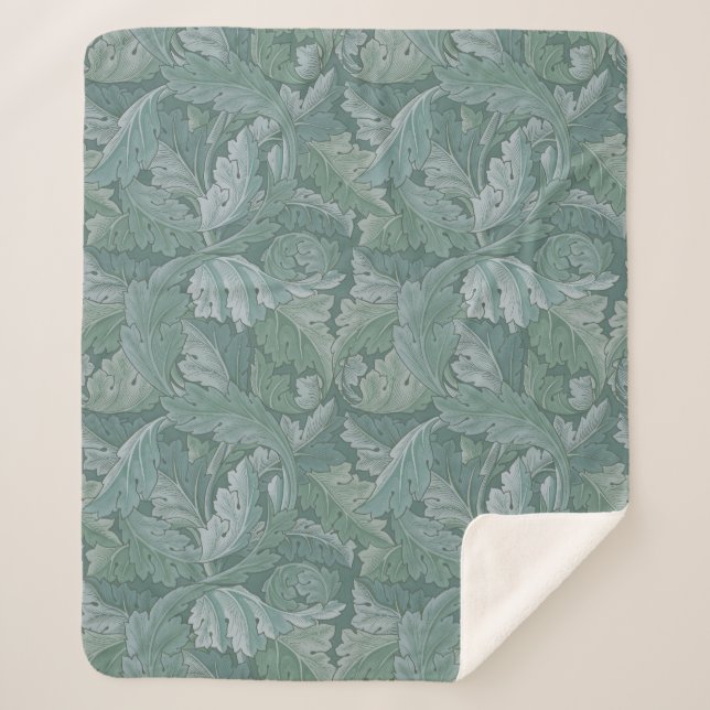 Couverture Sherpa Motif feuille d'acanthe bleu sarcelle de William M (Devant)