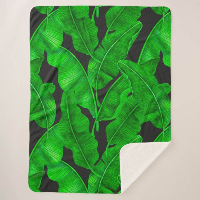 Couverture Sherpa Motif feuille de banane (Devant)