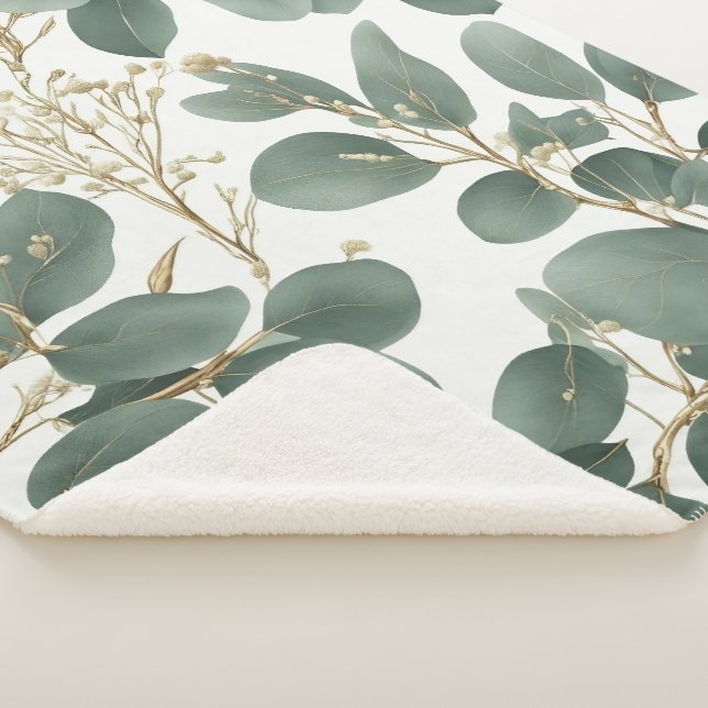 Couverture Sherpa Motif Feuille de l'Eucalyptus (3/4)