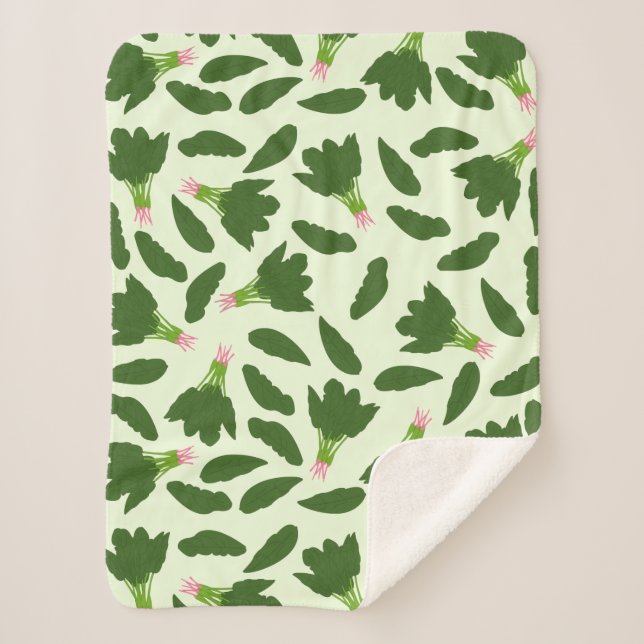 Couverture Sherpa Motif Feuille Green Spinach (Devant)