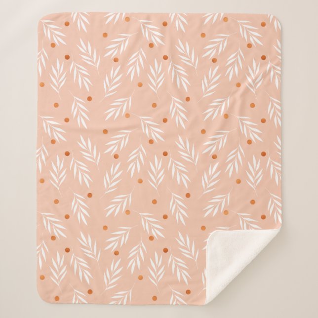 Couverture Sherpa Motif Feuille moderne Apricot rose (Devant)