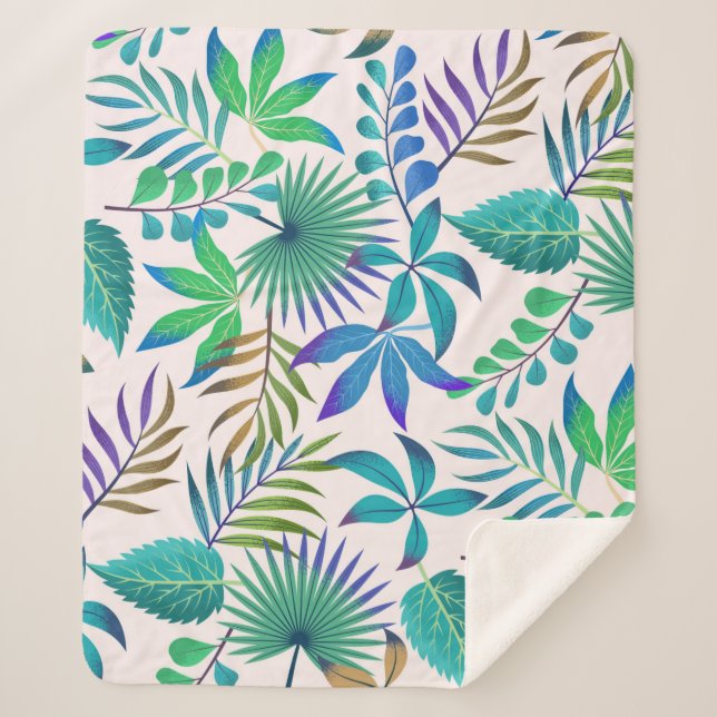 Couverture Sherpa Motif feuille tropical (Devant)