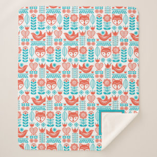 Couverture Sherpa Motif finlandais d'art populaire de Fox et