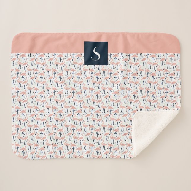 Couverture Sherpa Motif flamant rose mignon (Devant (Horizontal))