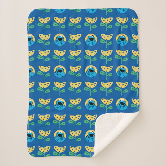 Couverture Sherpa Motif Fleur de Cookie Monster (Devant)