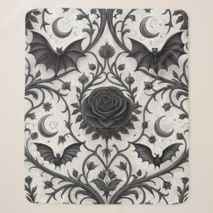 Couverture Sherpa Motif Fleur de Rose Gothique Sombre (3)