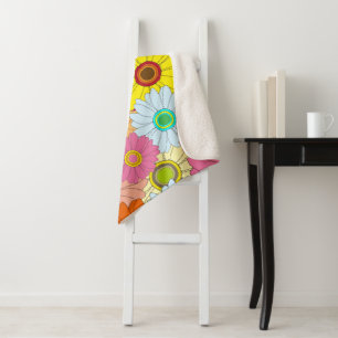 Couverture Sherpa motif floral