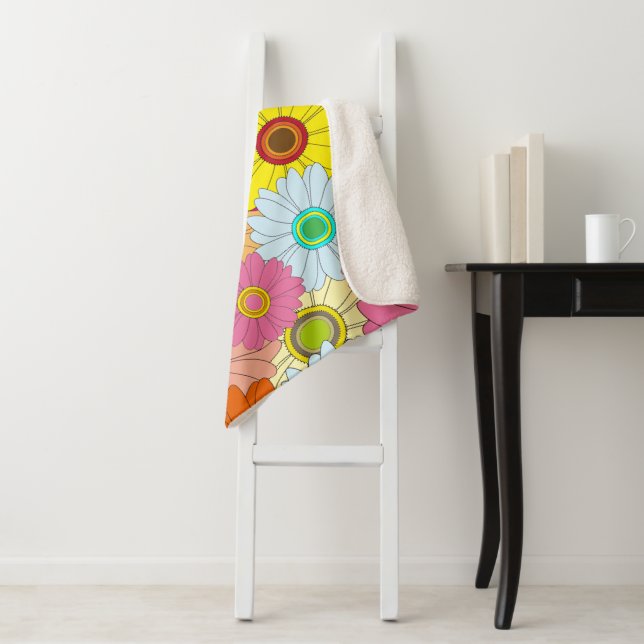 Couverture Sherpa motif floral (En situation)