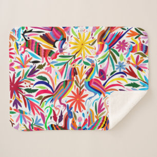 Couverture Sherpa Motif floral/animal d'impression coloré d'Otomi,