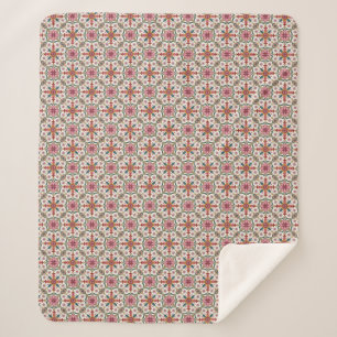 Couverture Sherpa Motif floral boho en rouge, rose et sarcelle