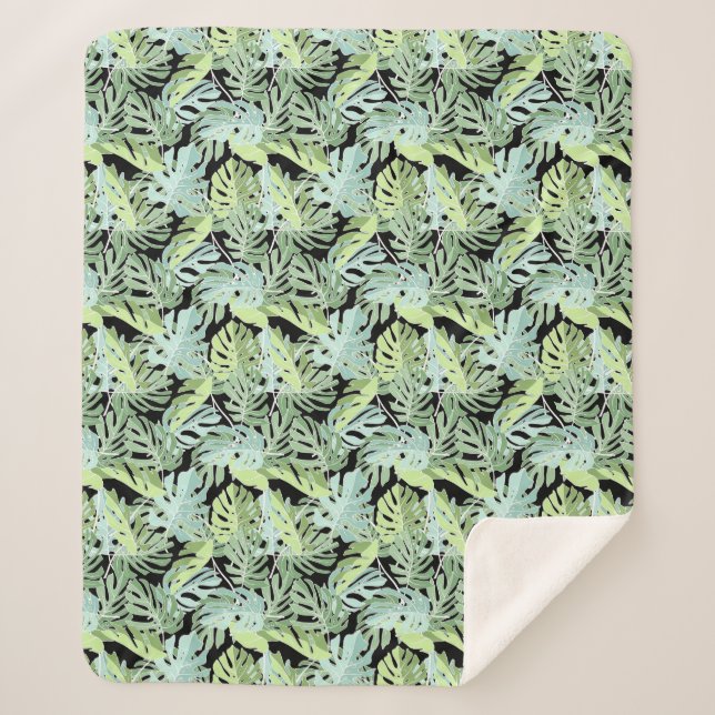 Couverture Sherpa Motif floral de jungle (Devant)