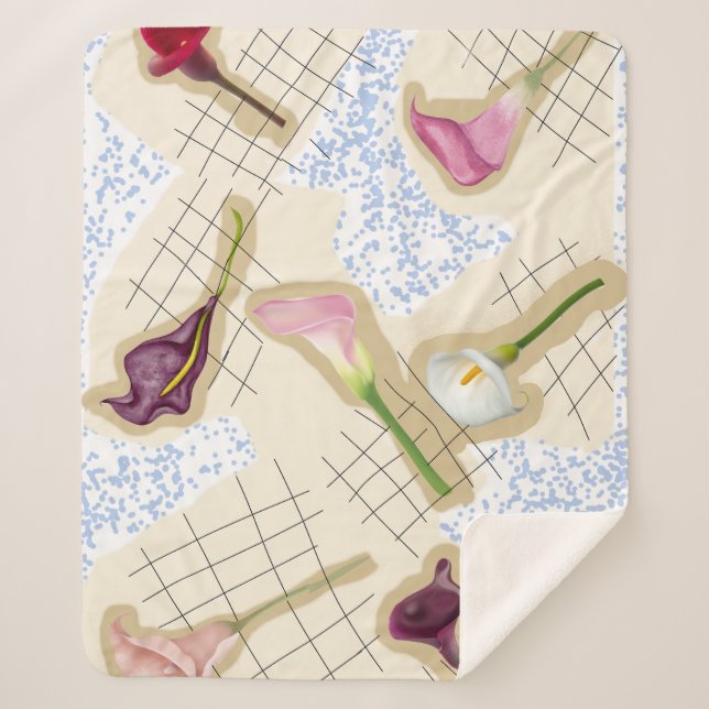 Couverture Sherpa Motif floral de lis  (Devant)
