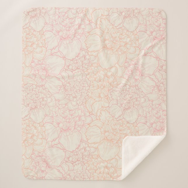 Couverture Sherpa Motif floral de pivoine rose (Devant)