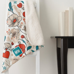Couverture Sherpa Motif floral minimaliste moderne arrière - plan be