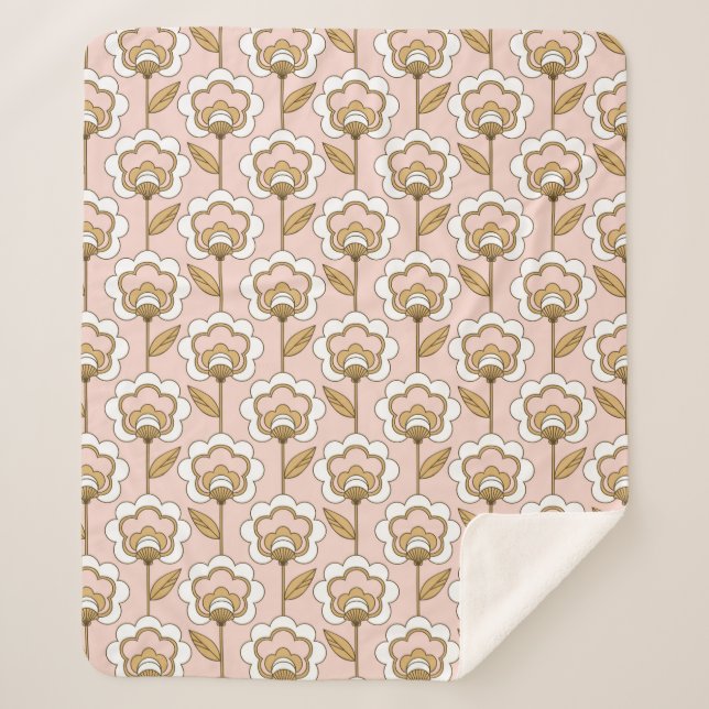 Couverture Sherpa Motif floral moderne de la moitié du siècle (Devant)