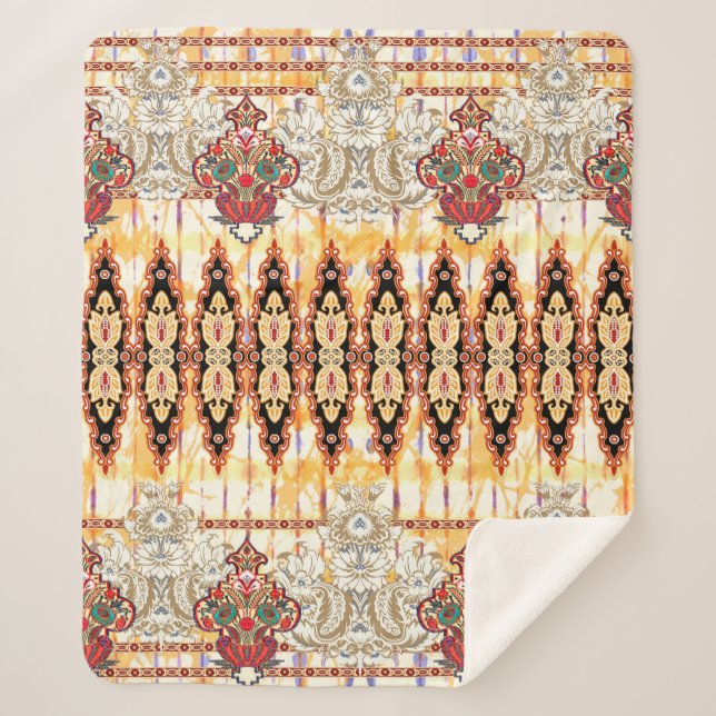 Couverture Sherpa Motif floral mughien ethnique incomparable (Devant)