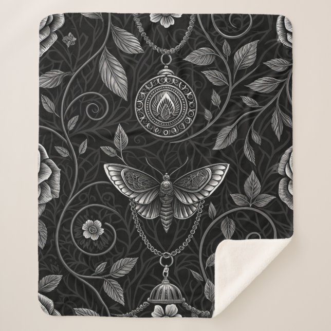Couverture Sherpa Motif floral papillon gothique (3) (Devant)