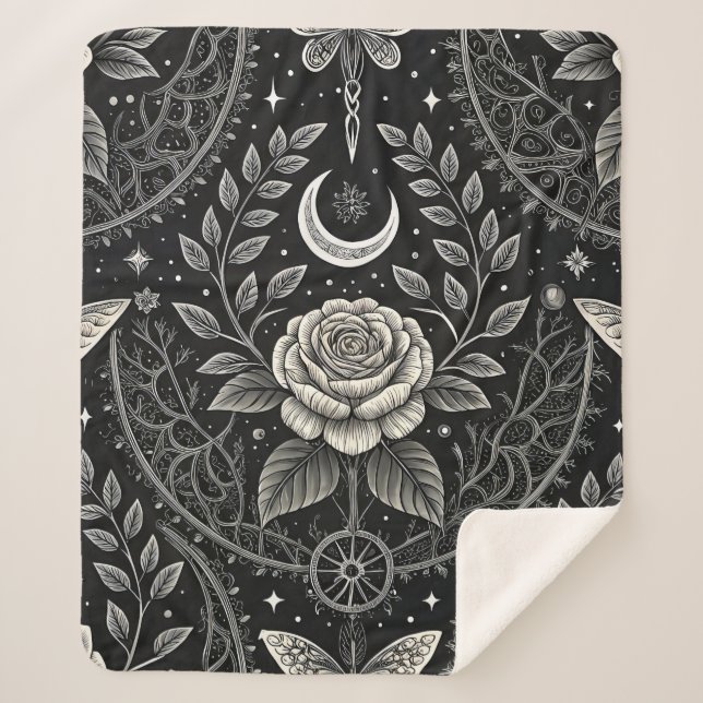 Couverture Sherpa Motif floral papillon gothique (4) (Devant)