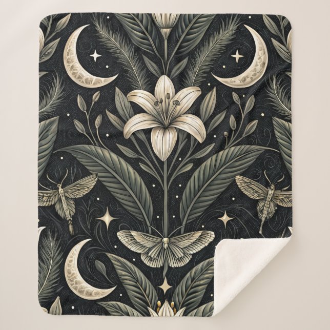 Couverture Sherpa Motif floral papillon gothique (5) (Devant)