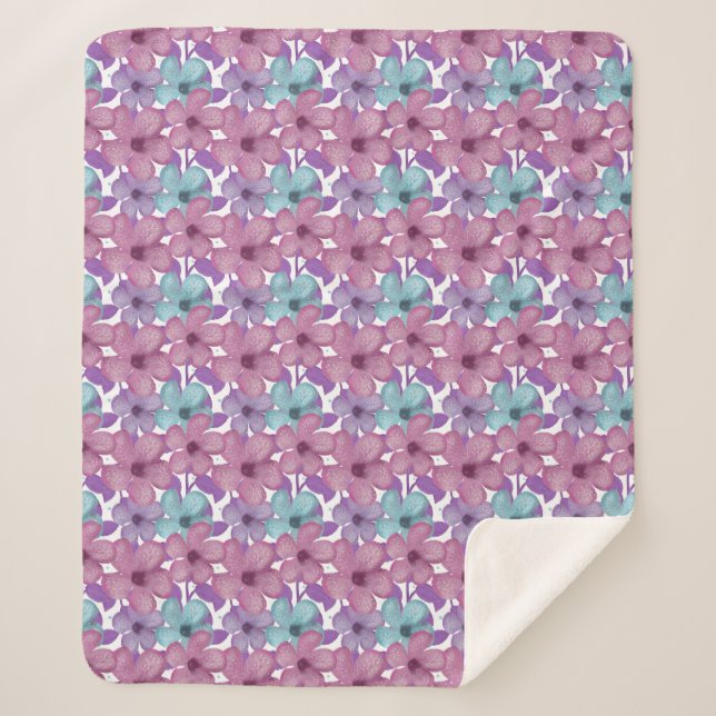 Couverture Sherpa Motif floral pastel |  (Devant)