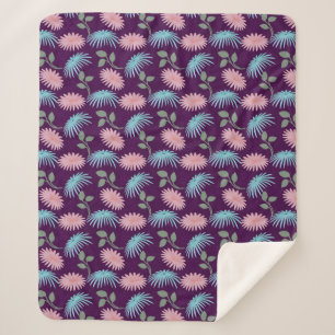 Couverture Sherpa Motif floral pastel 