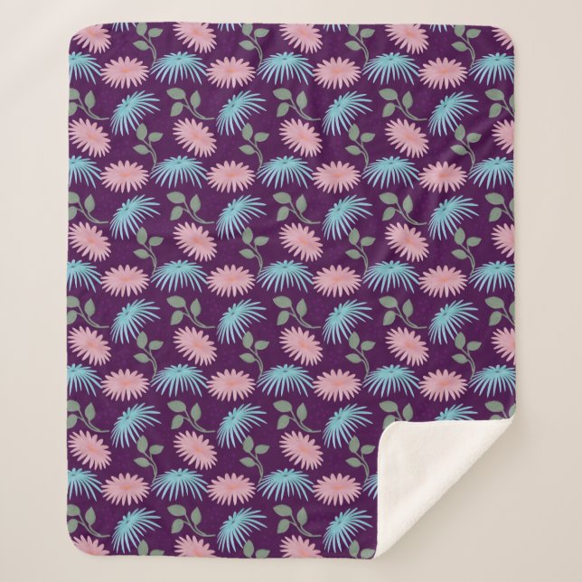 Couverture Sherpa Motif floral pastel  (Devant)