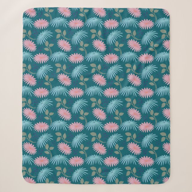 Couverture Sherpa Motif floral pastel  (Devant)