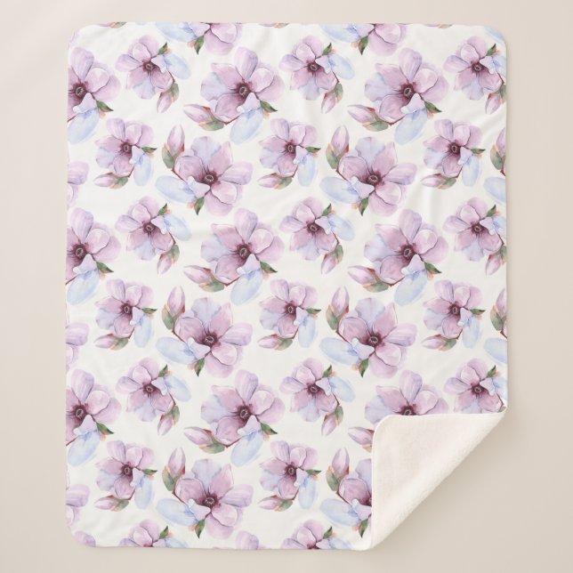 Couverture Sherpa Motif floral romantique (Devant)