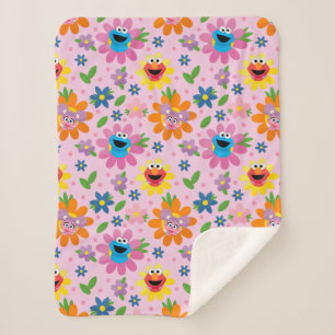Couverture Sherpa Motif floral rose de la rue Sésame
