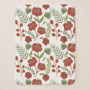 Couverture Sherpa Motif floral rouge sans couture sur arrière - plan