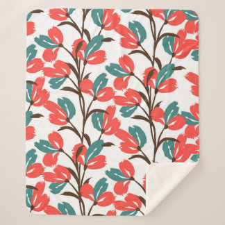 Couverture Sherpa Motif floral sans soudure. Joli arrière - plan flo
