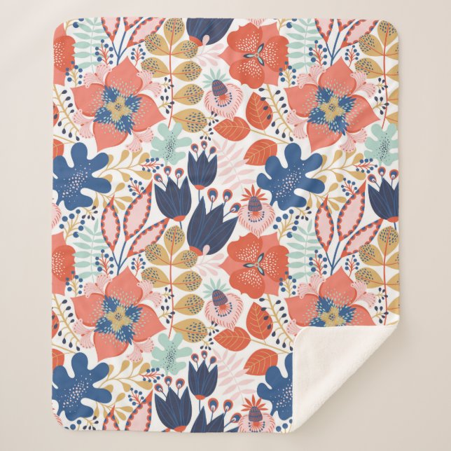 Couverture Sherpa Motif floral transparent sur blanc. backgro Abstra (Devant)