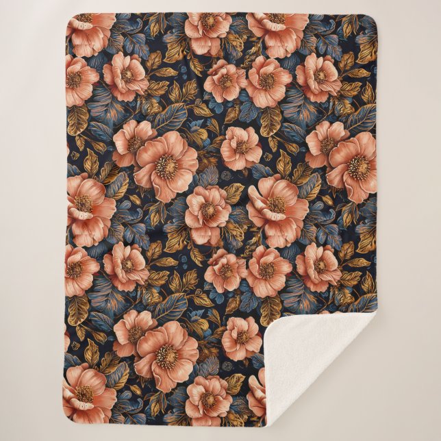 Couverture Sherpa Motif floral vif (Devant)