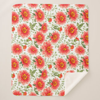 Couverture Sherpa Motif floral Zinnia Fleurs