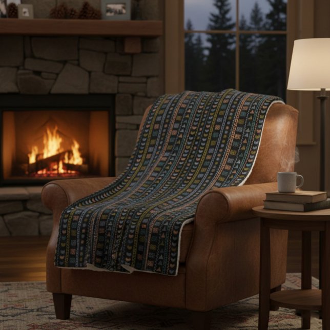 Couverture Sherpa Motif folklorique scandinave Cosy Thon Blanket (Créateur téléchargé)