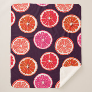 Couverture Sherpa Motif foncé Citrus peint à la main