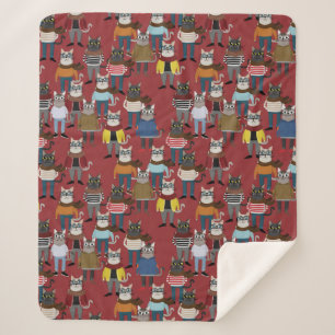 Couverture Sherpa Motif frais de chat de hippie