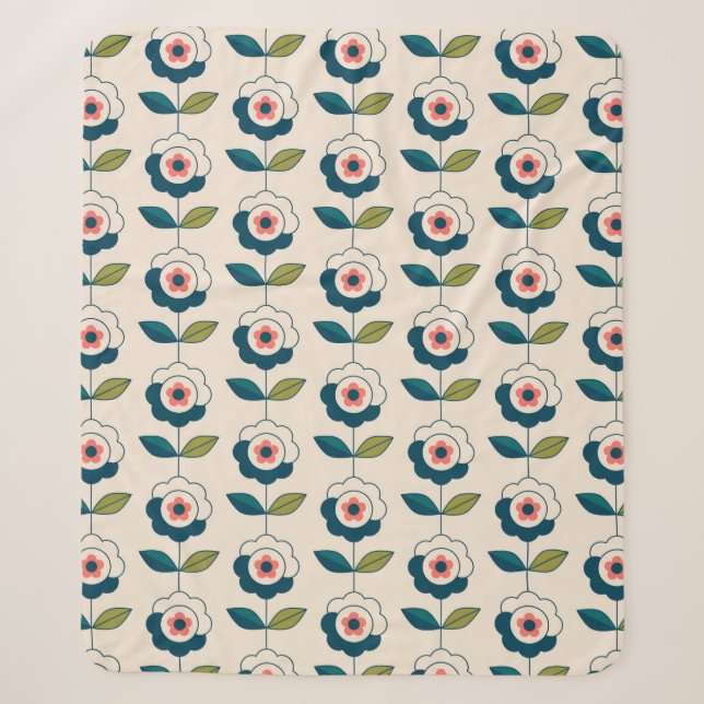 Couverture Sherpa Motif Fun Jardin Retro (Devant)
