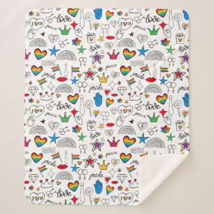 Couverture Sherpa Motif Gay pride Doodle