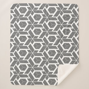 Couverture Sherpa Motif géométrique à points blancs en noir