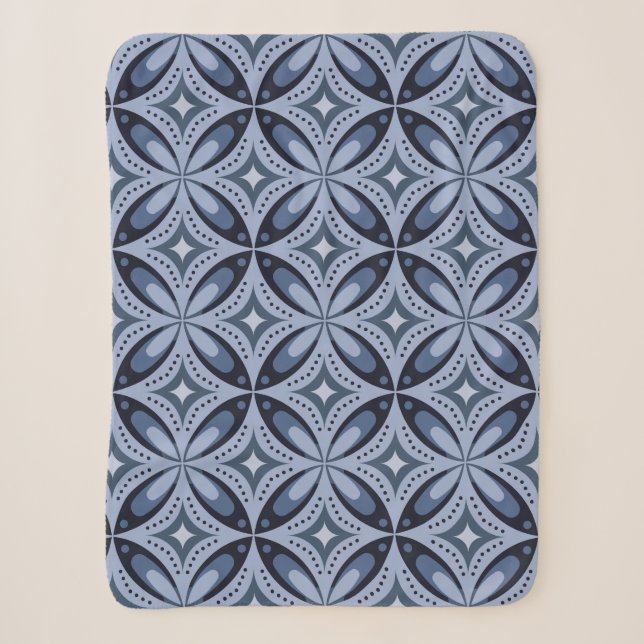 Couverture Sherpa Motif géométrique bleu de style rétro (Devant)