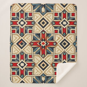 Couverture Sherpa Motif géométrique complexe avec des couleurs vives