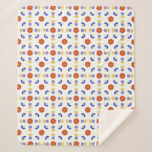 Couverture Sherpa Motif géométrique de fleur au néon d'art popula