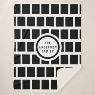 Couverture Sherpa Motif géométrique moderne noir et blanc Sherpa Bl
